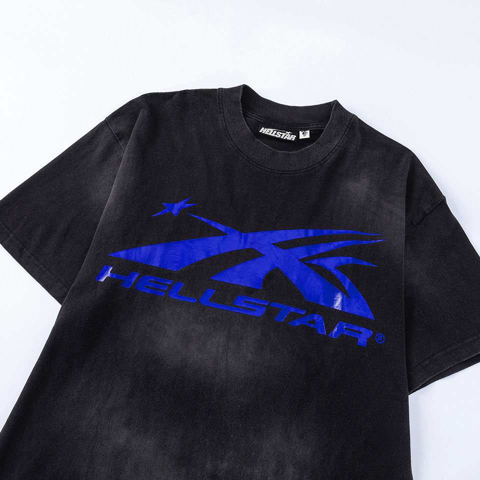 Hellstar Sports Core Gel Logo T-Shirt 'Black/Royal Blue' - DesignerGu