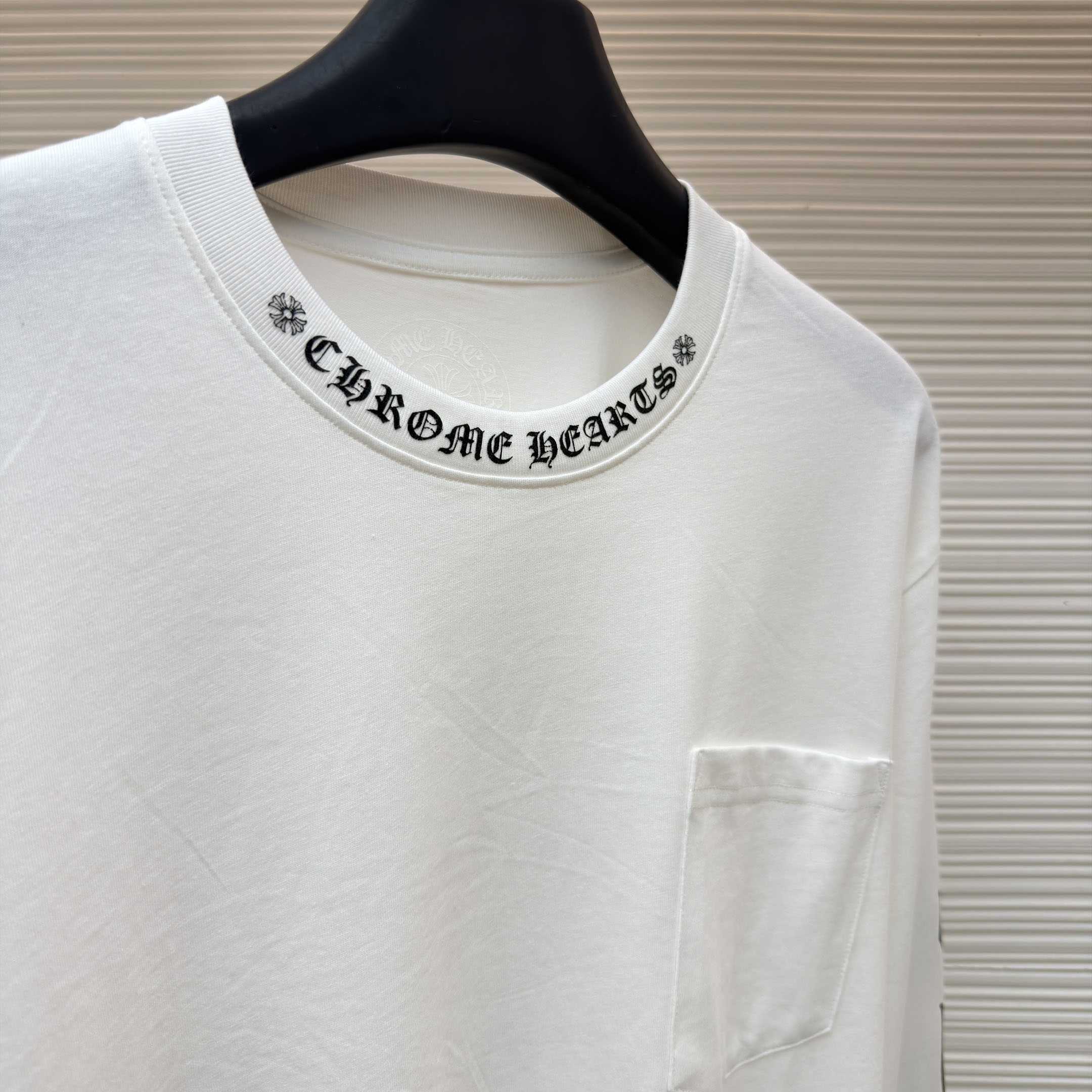 Chrome Hearts  Neck White Long Sleeve Tee - DesignerGu
