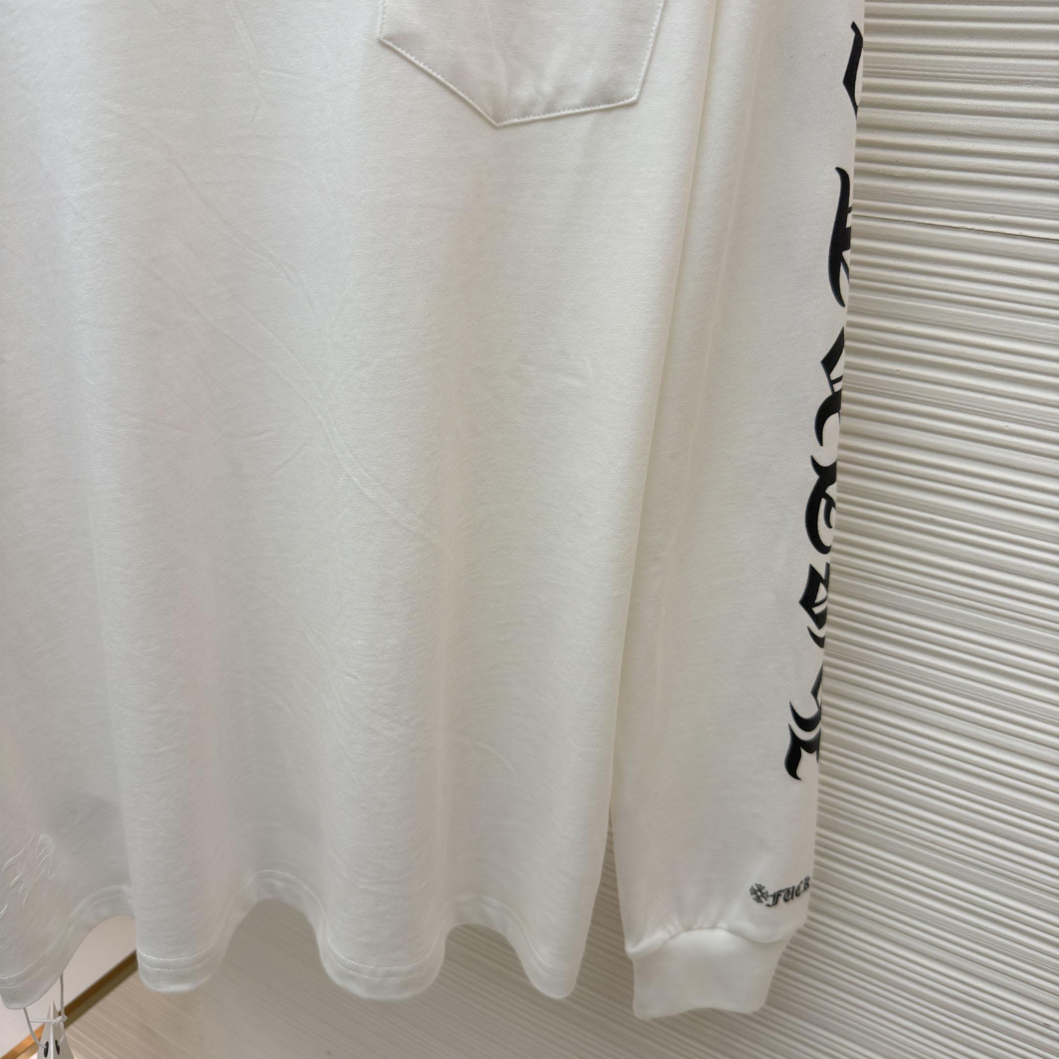 Chrome Hearts  Neck White Long Sleeve Tee - DesignerGu