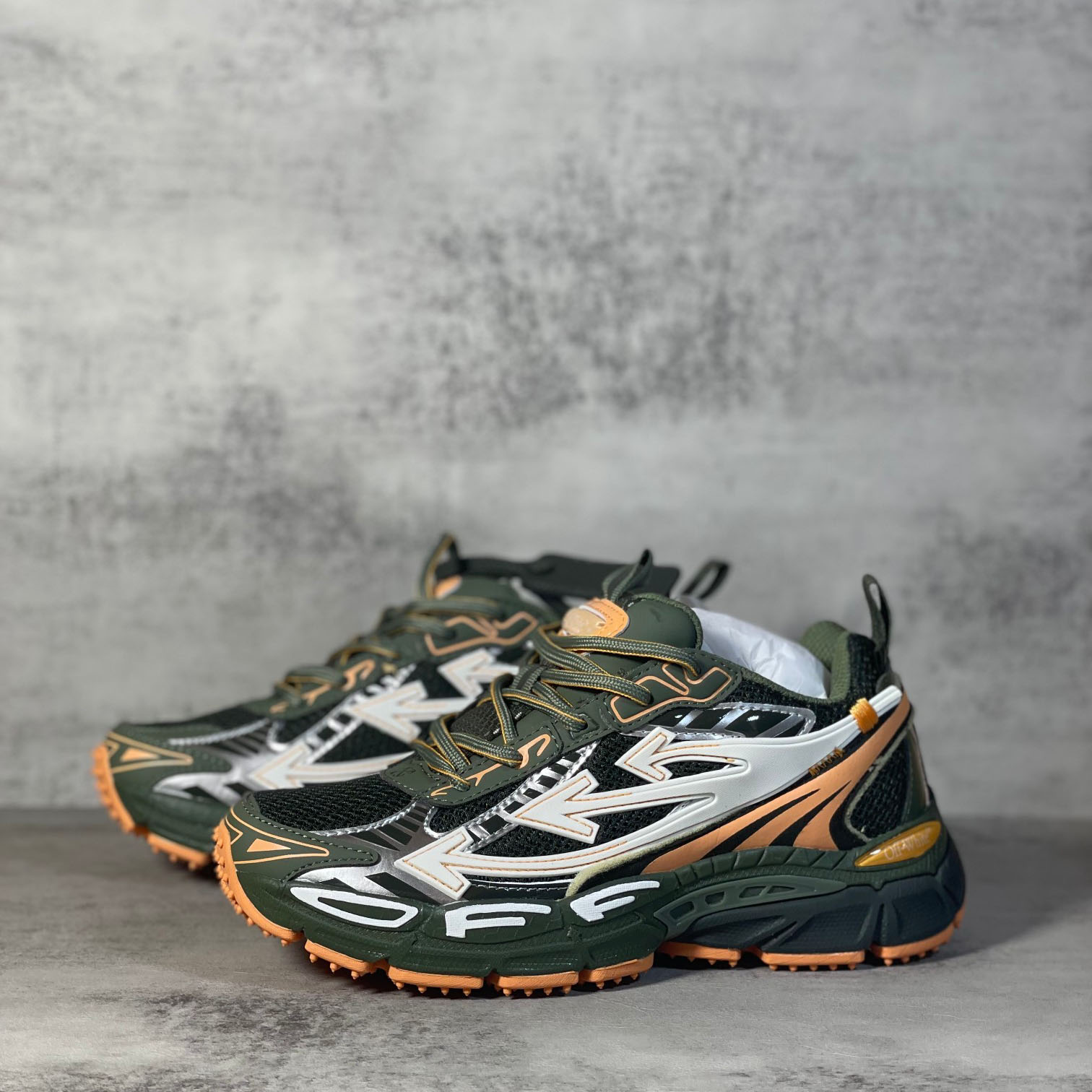 Off-White Be Right Back 'Military Green Peach' Sneakers - DesignerGu