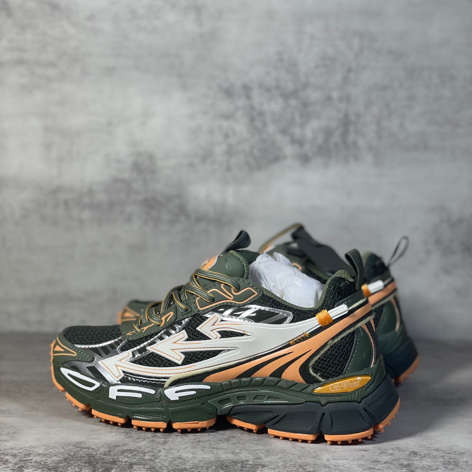 Off-White Be Right Back 'Military Green Peach' Sneakers - DesignerGu