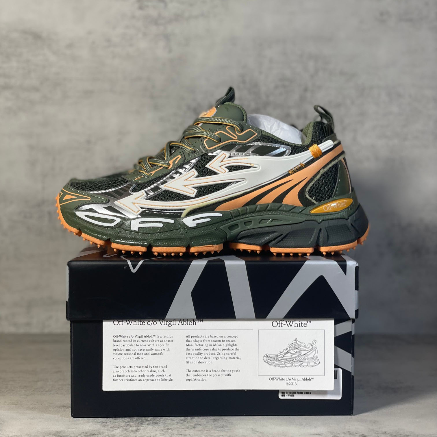 Off-White Be Right Back 'Military Green Peach' Sneakers - DesignerGu