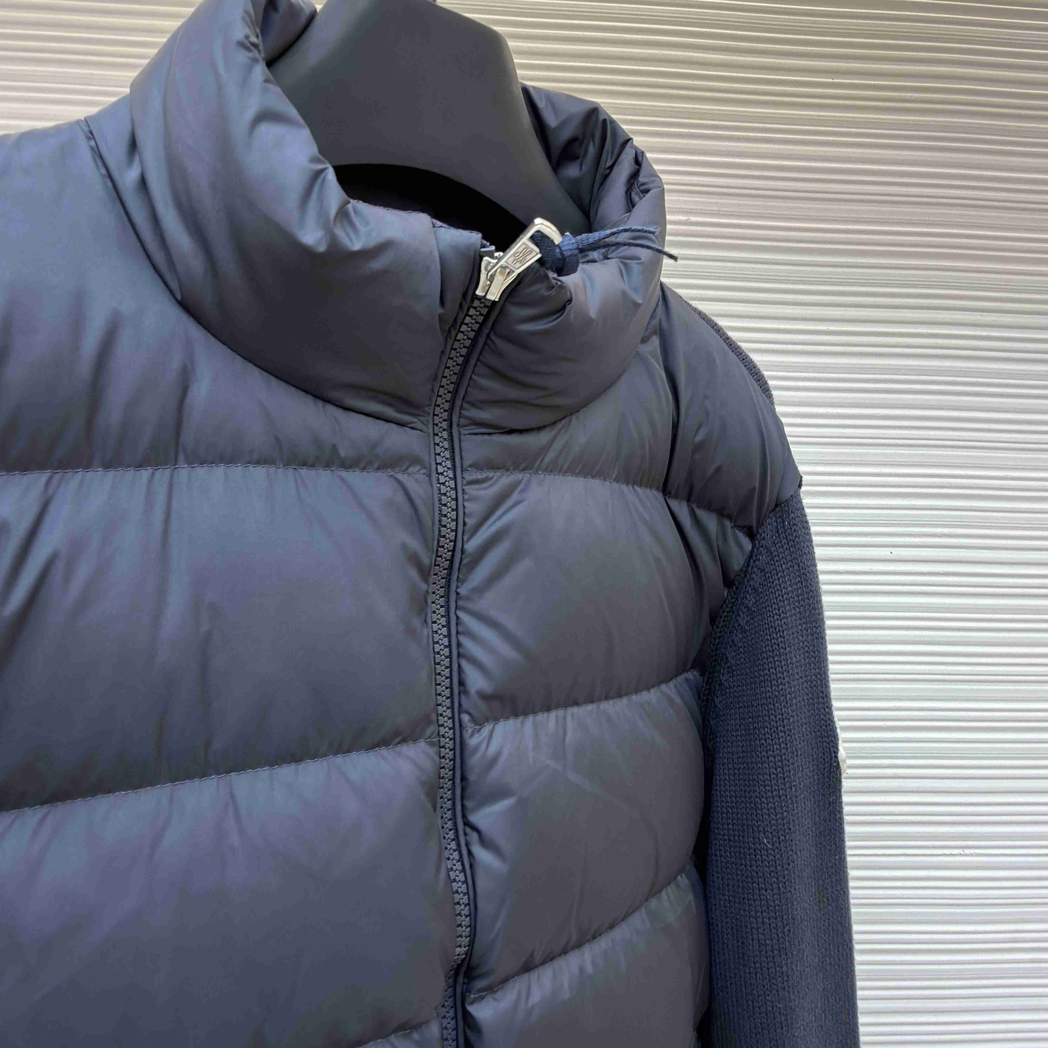 Moncler Navy Paneled Down Cardigan - DesignerGu