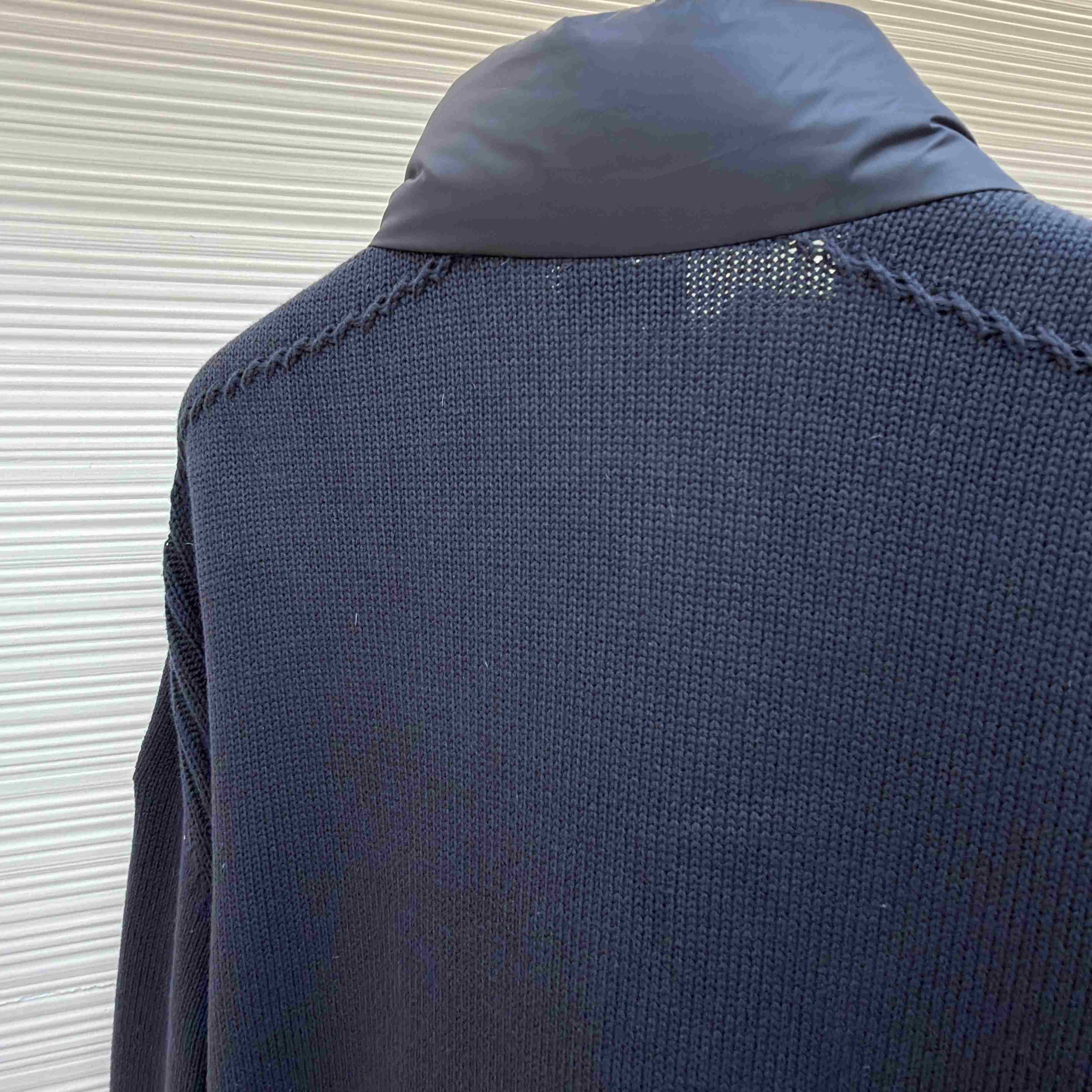 Moncler Navy Paneled Down Cardigan - DesignerGu
