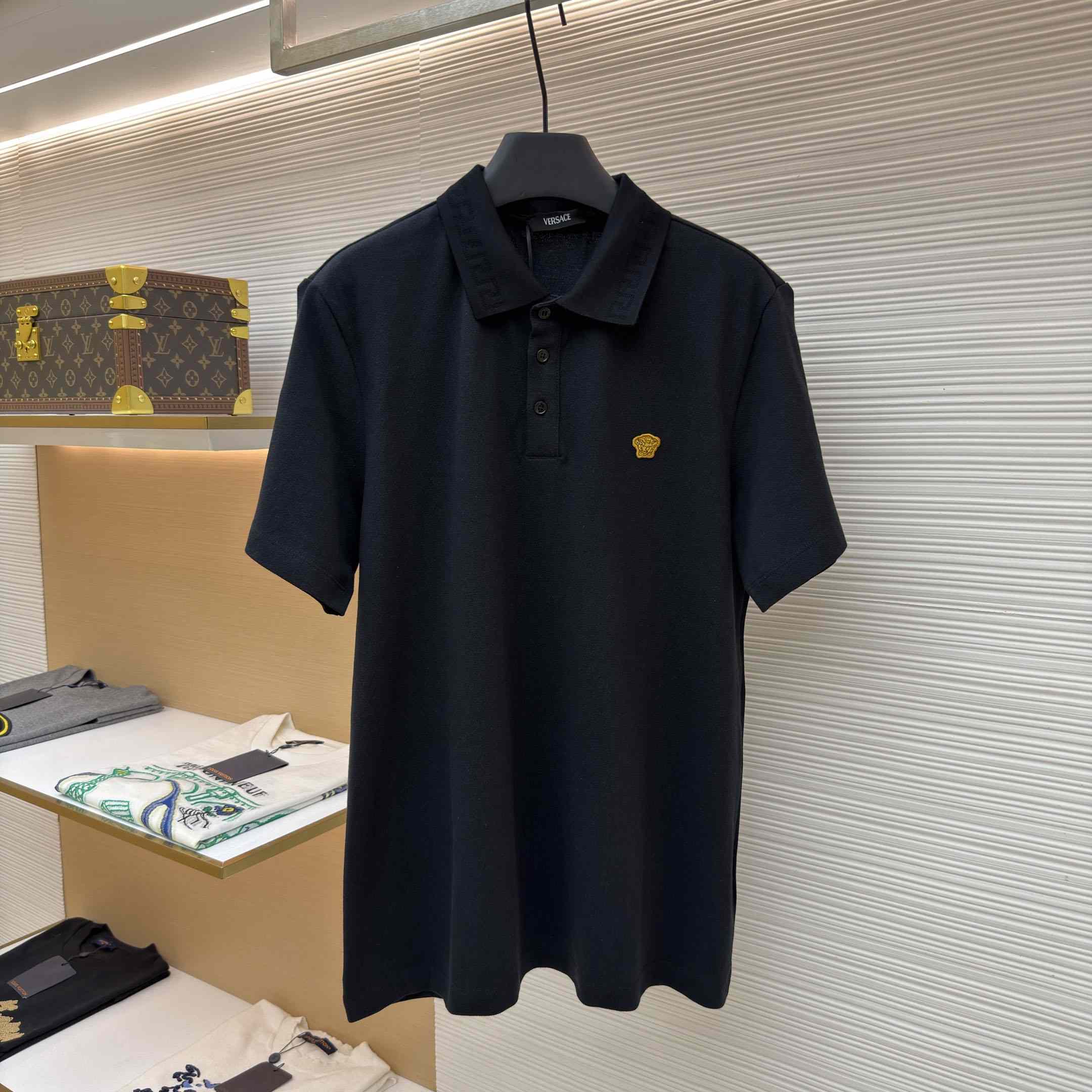 Versace Embroidered Cotton Piqué Polo - DesignerGu