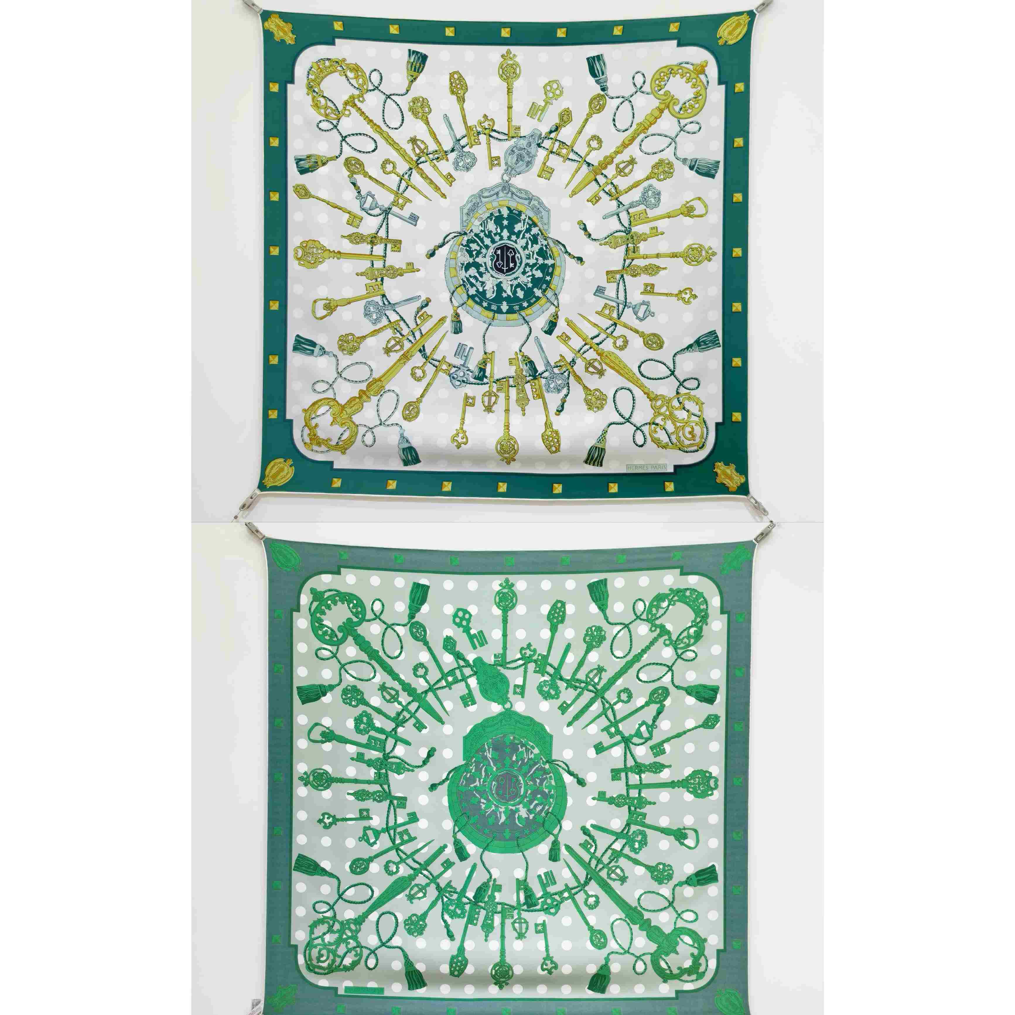 Hermes Les Cles Double Face Scarf 90 - DesignerGu