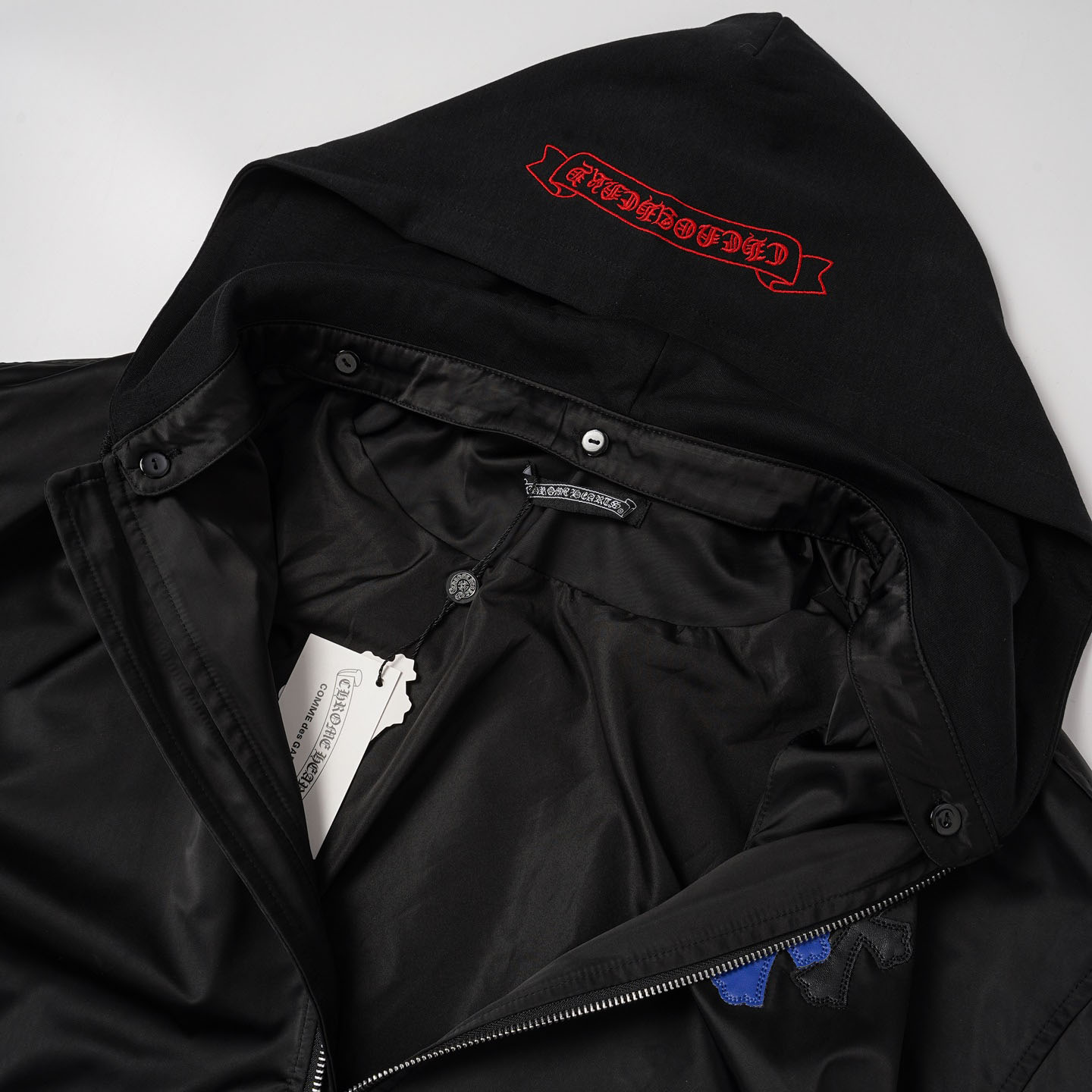 Chrome Hearts Multicolor Cross Patch Hooded Bomber Jacket - DesignerGu