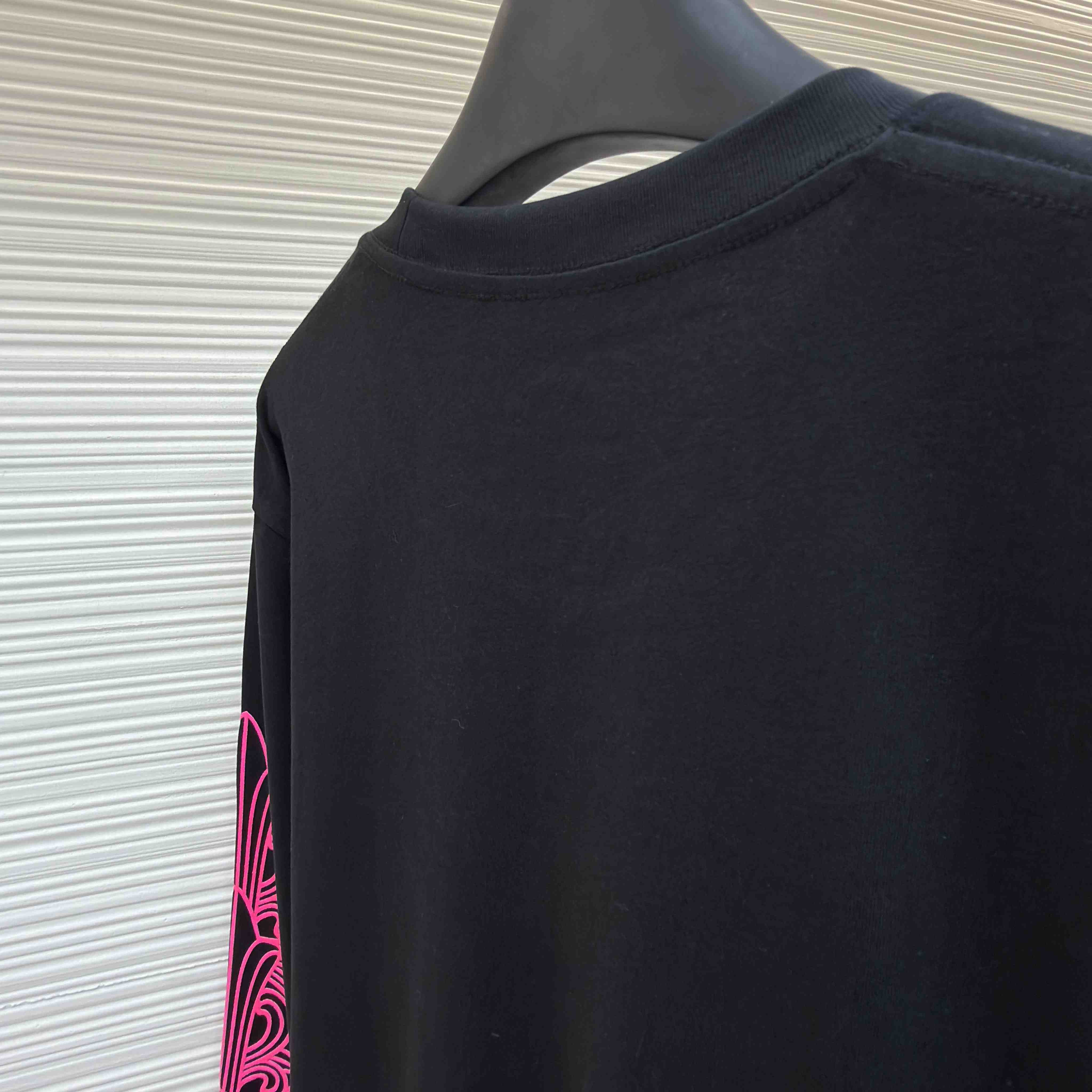 Chrome Hearts  Pink Horseshoe Black Long Sleeve Tee - DesignerGu