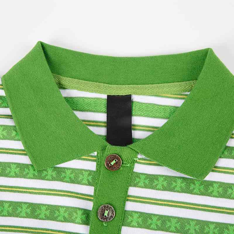 Chrome Hearts Teens From Mars Cross Script Green&White Long Sleeve Polo - DesignerGu