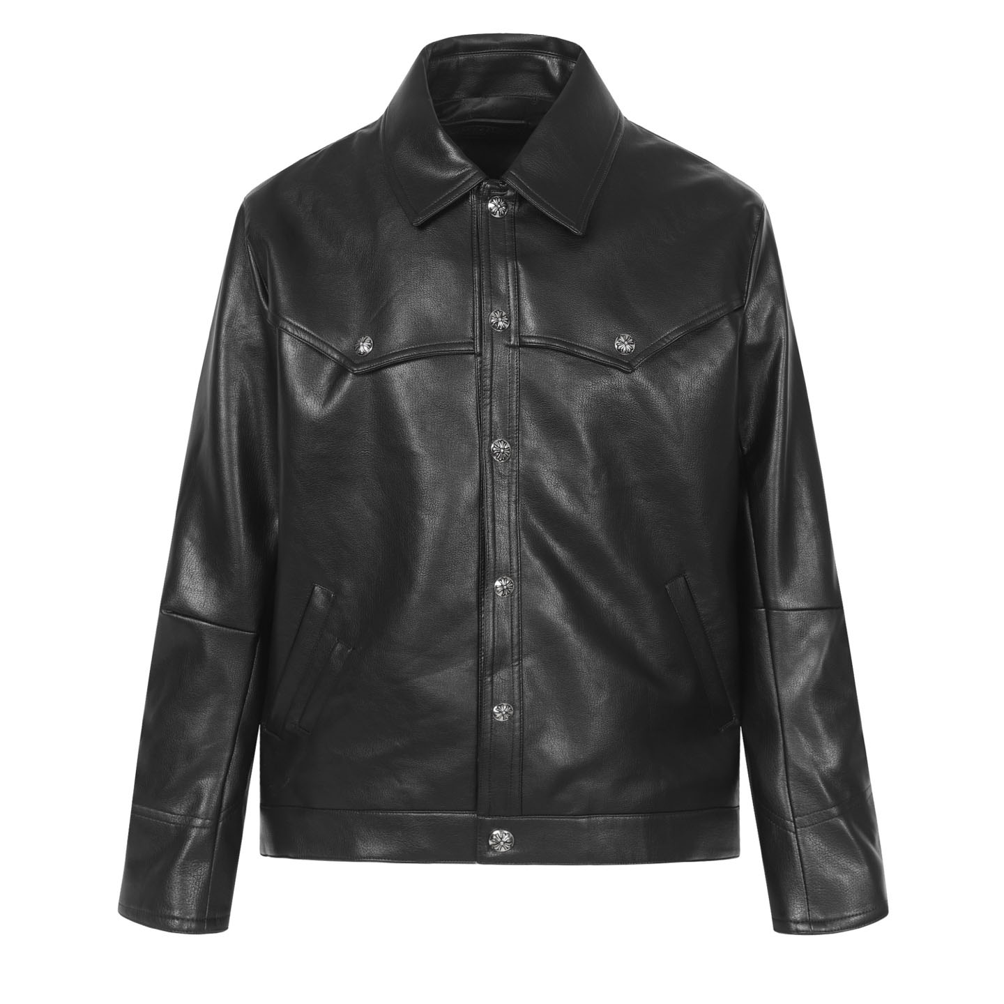 Chrome Hearts Black Leather Cross Western Jacket - DesignerGu