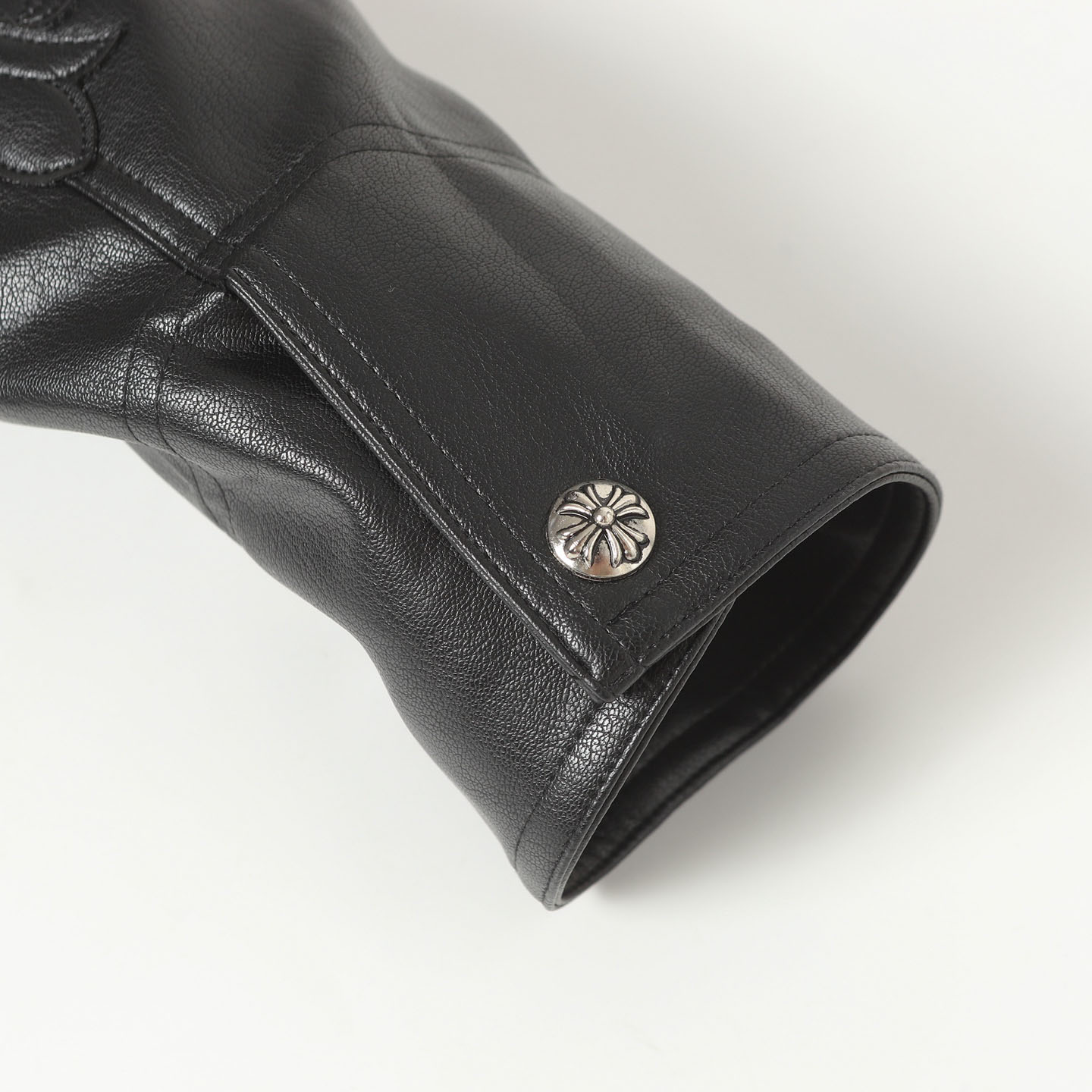 Chrome Hearts Black Leather Cross Western Jacket - DesignerGu