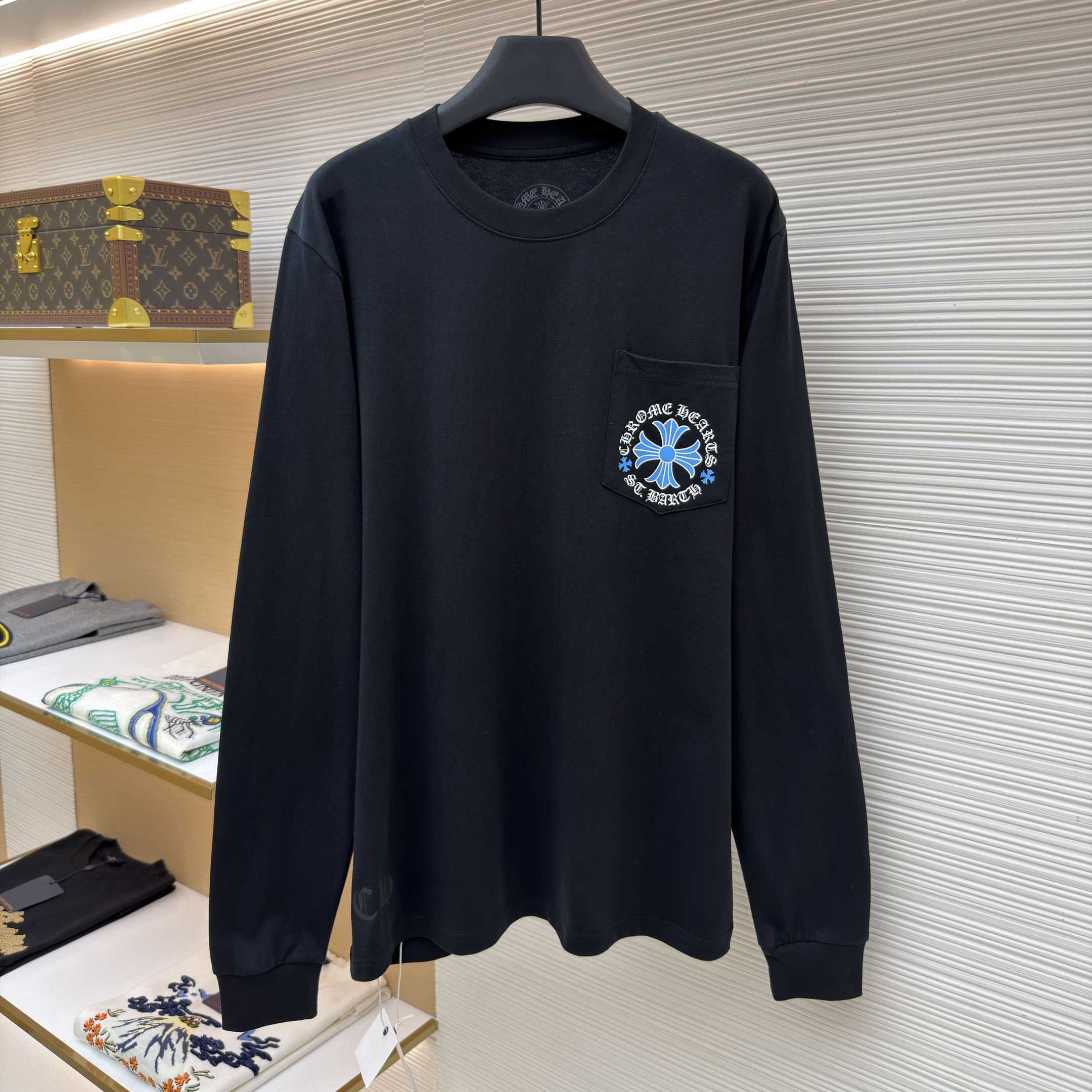 Chrome Hearts  St. Barth Horseshoe Logo Long Sleeve Pocket T-Shirt - DesignerGu