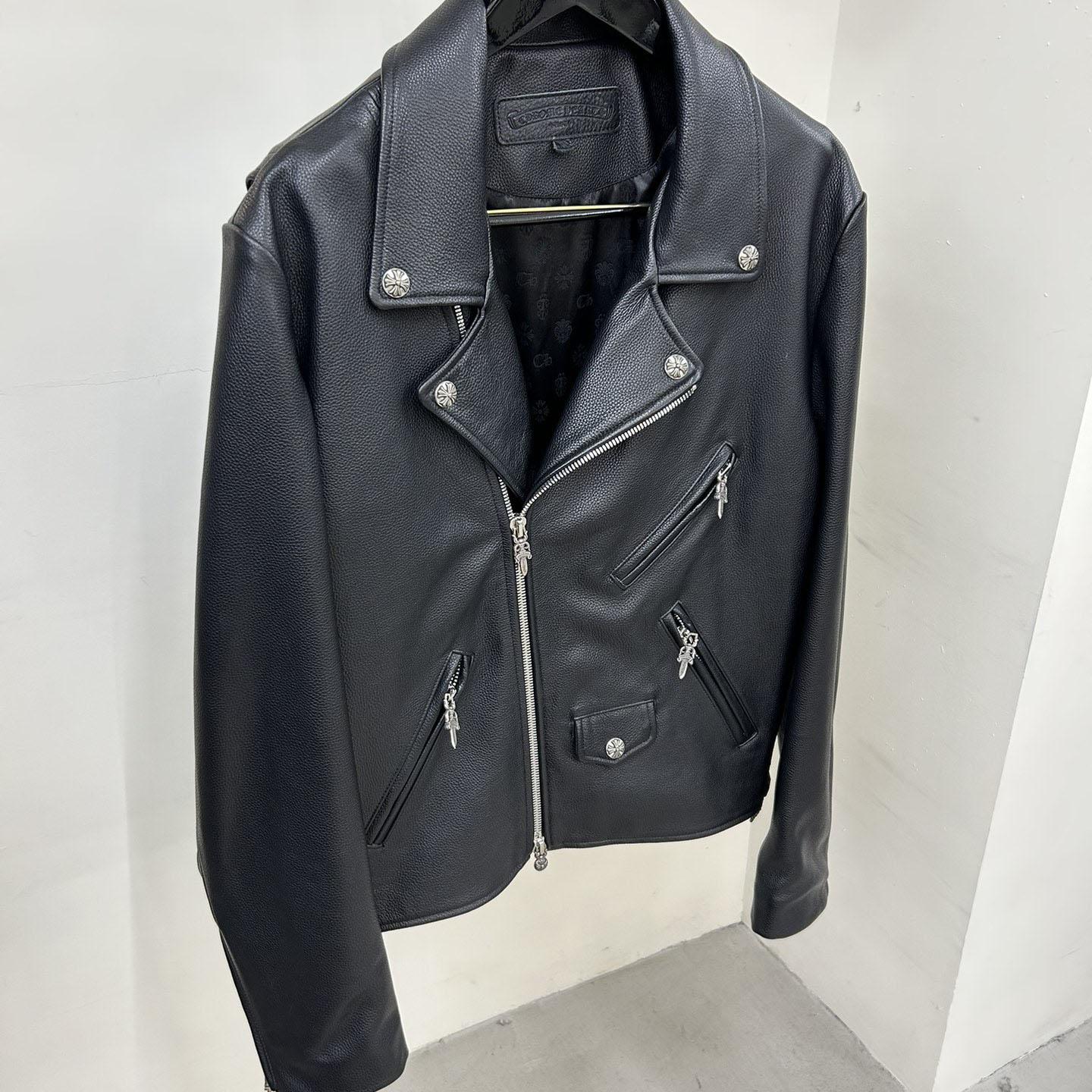 Chrome Hearts Classic Moto Filigree Cross Leather Jacket - DesignerGu