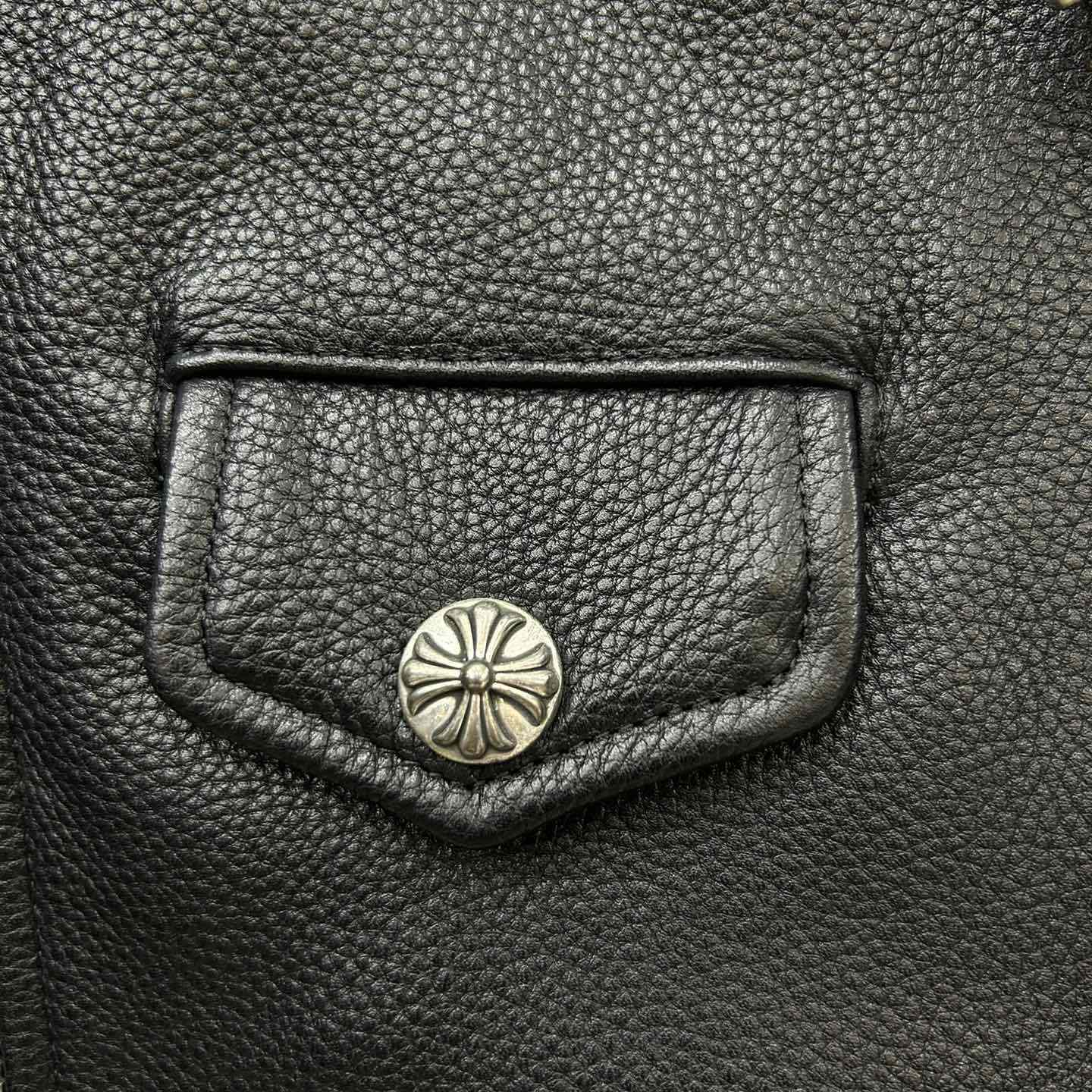 Chrome Hearts Classic Moto Filigree Cross Leather Jacket - DesignerGu