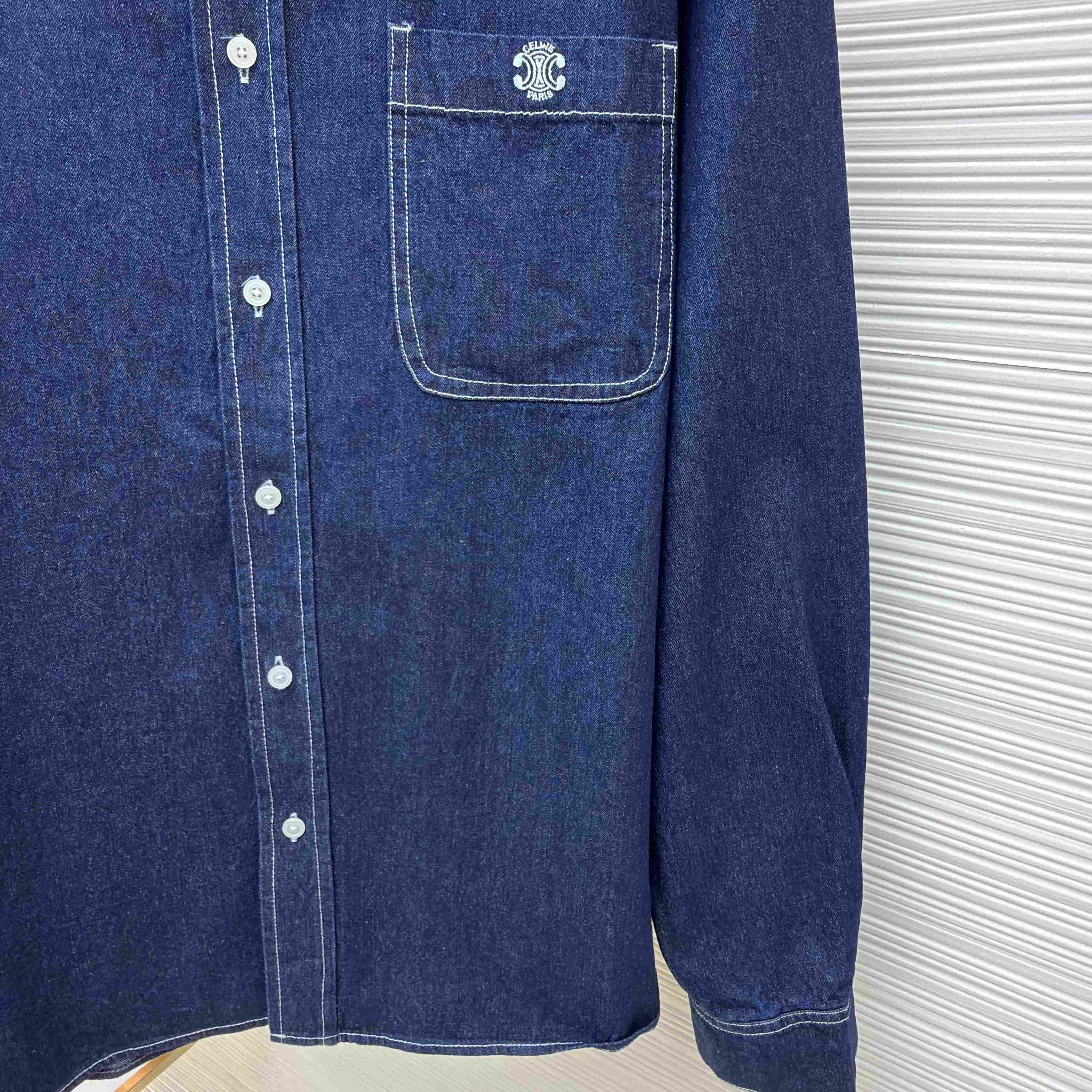 Celine Overshirt In Cotton Denim - DesignerGu