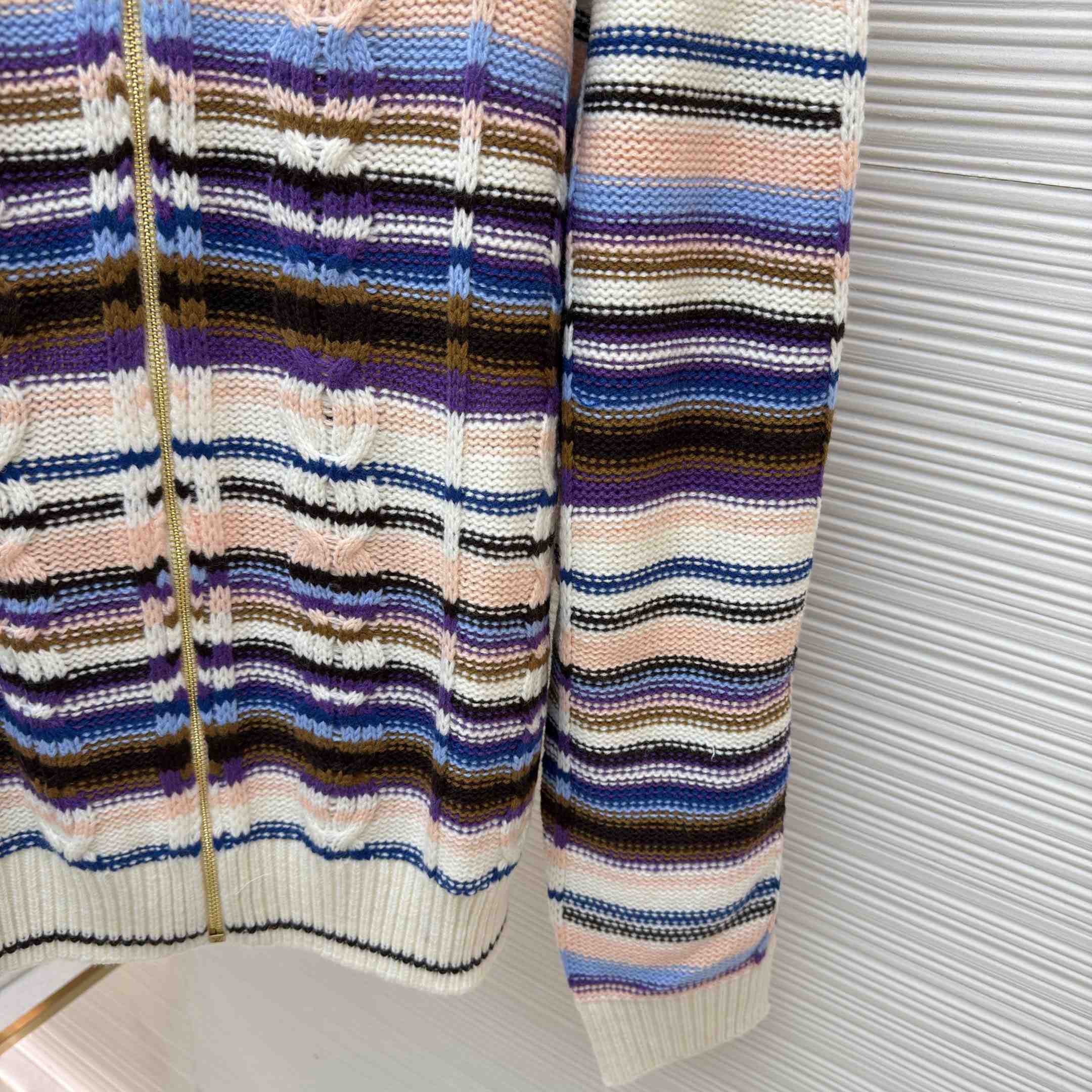 Louis Vuitton Striped Cable-Knit Track Top 1AJUU6 - DesignerGu