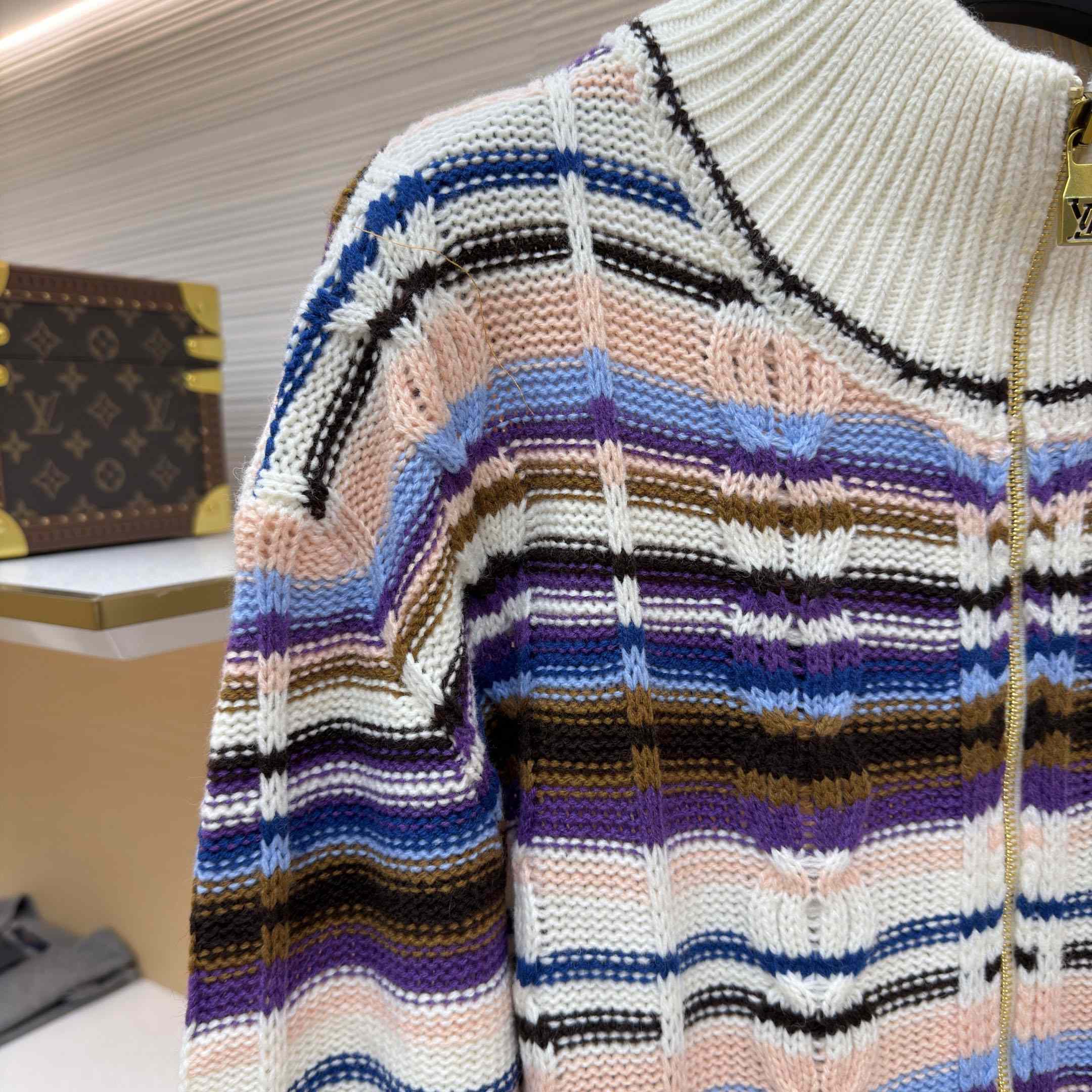 Louis Vuitton Striped Cable-Knit Track Top 1AJUU6 - DesignerGu