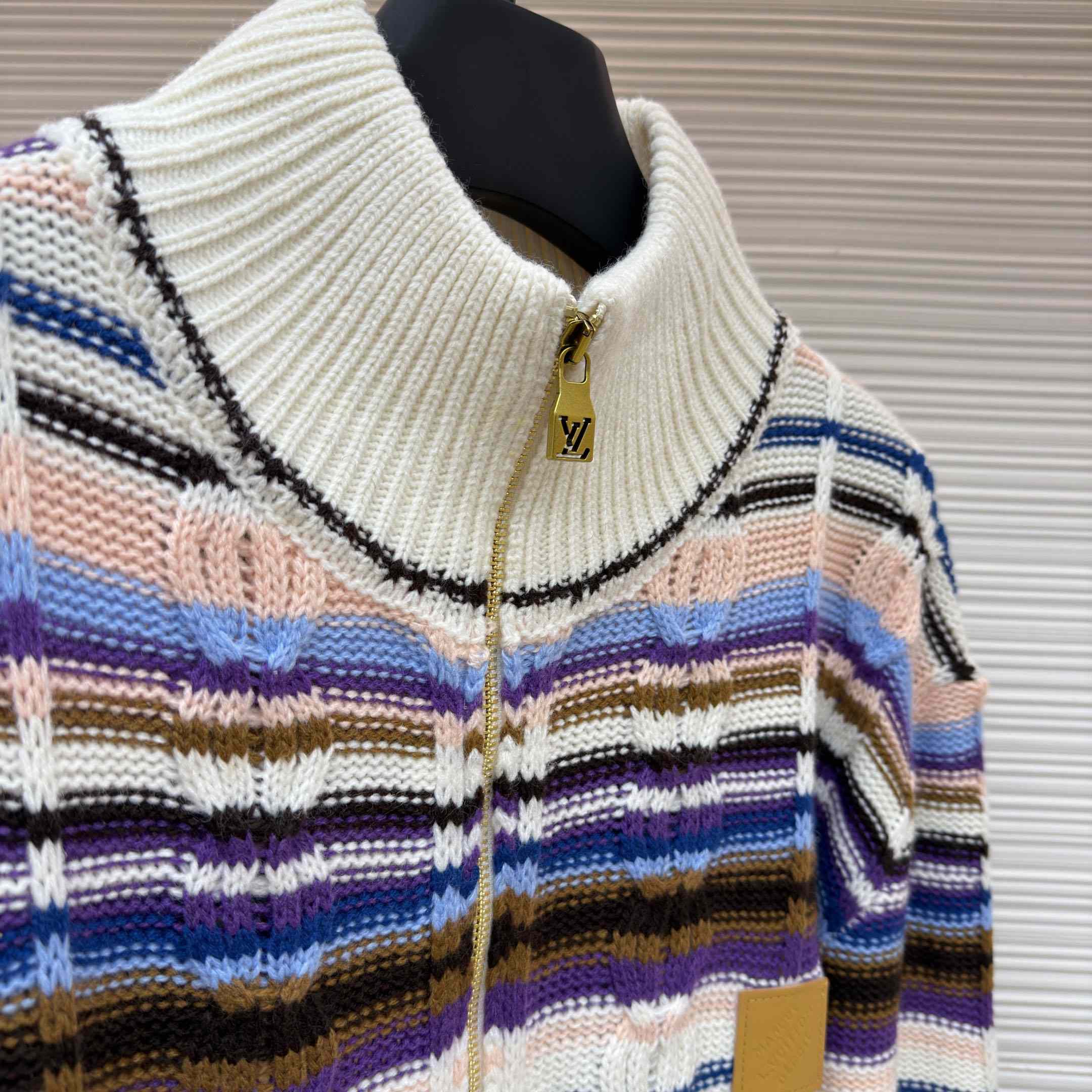 Louis Vuitton Striped Cable-Knit Track Top 1AJUU6 - DesignerGu