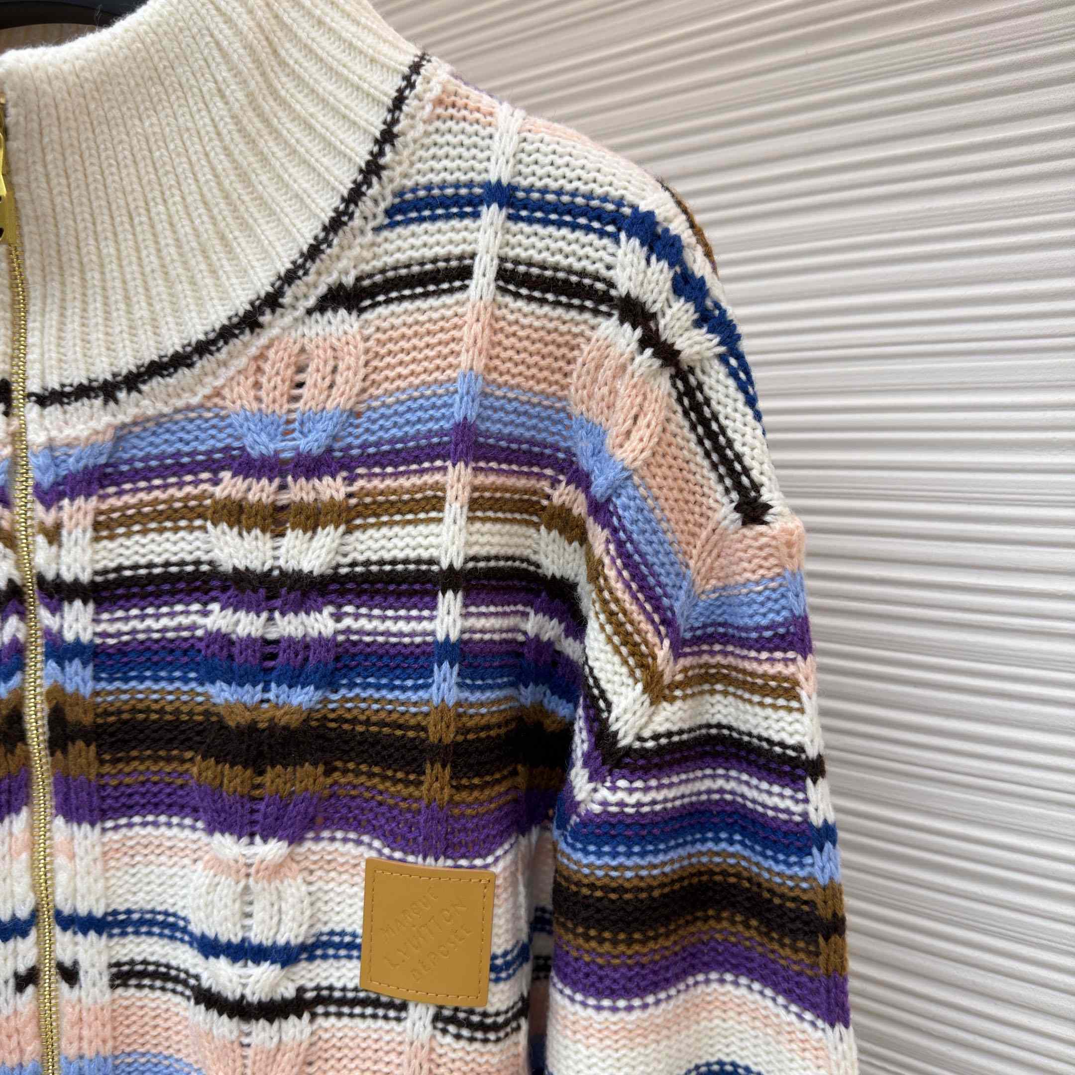 Louis Vuitton Striped Cable-Knit Track Top 1AJUU6 - DesignerGu
