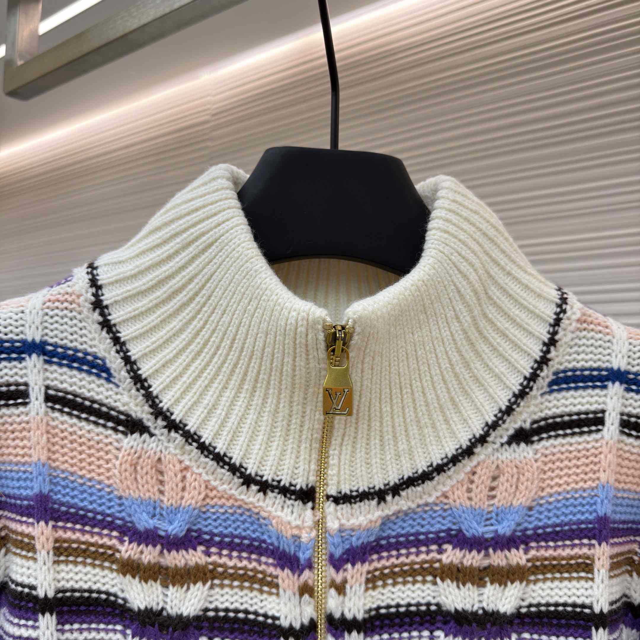 Louis Vuitton Striped Cable-Knit Track Top 1AJUU6 - DesignerGu