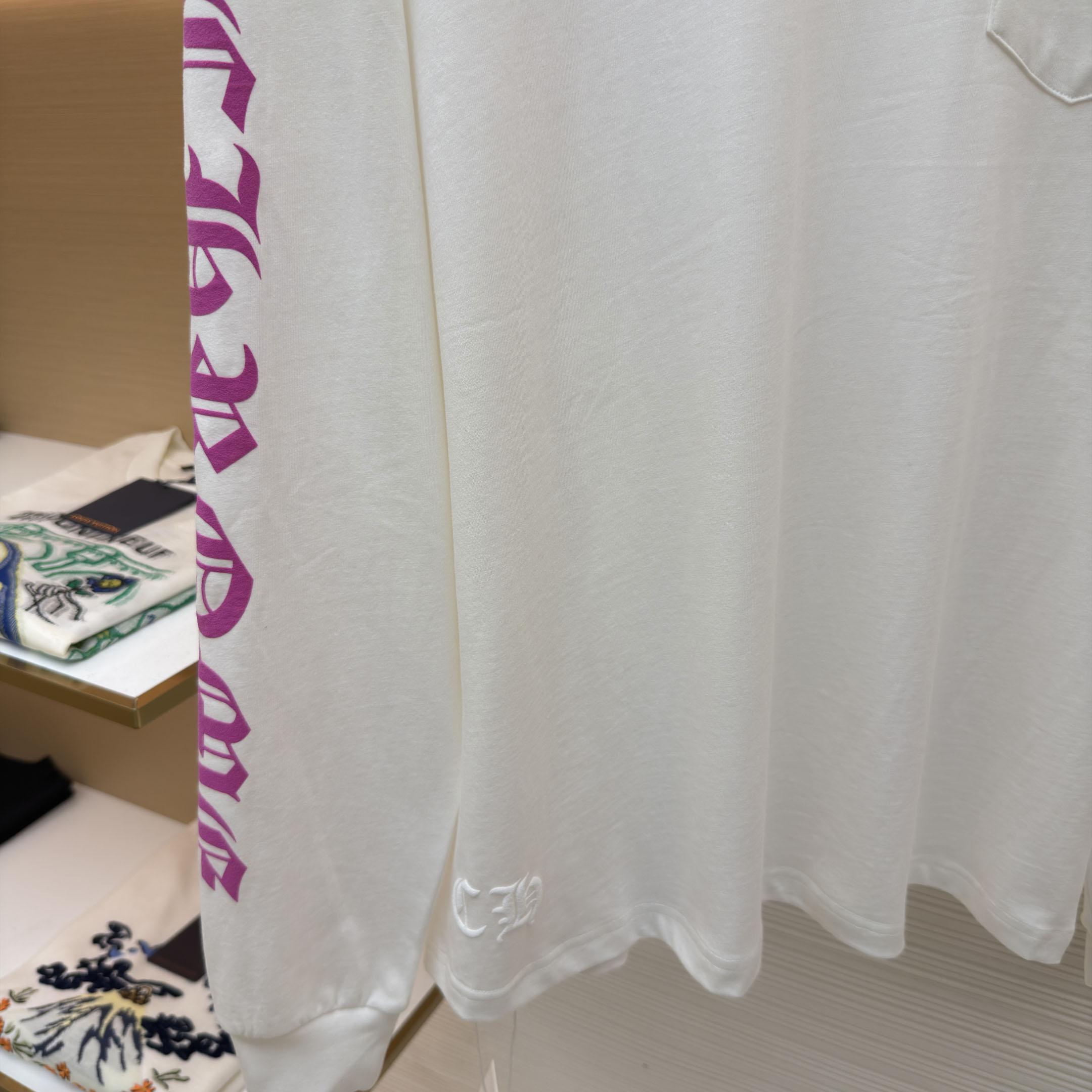 Chrome Hearts  Purple Letter Collar Long Sleeve Tee - DesignerGu