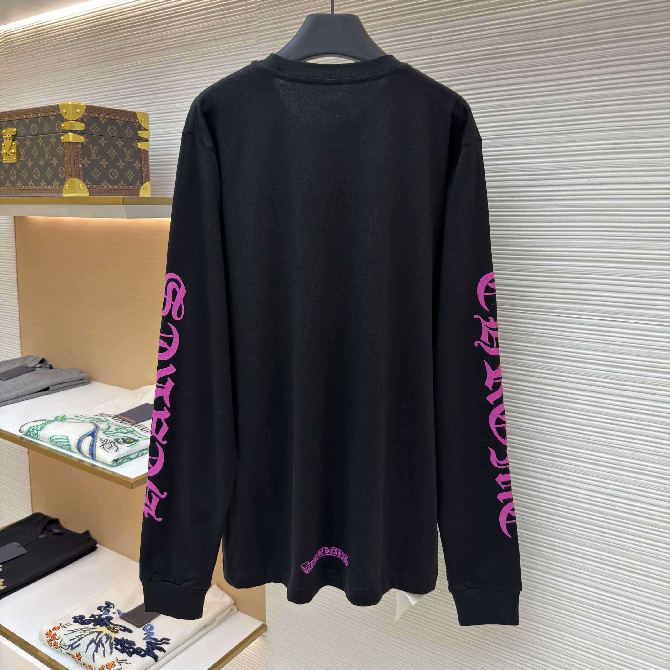 Chrome Hearts  Pink Horseshoe Black Long Sleeve Tee - DesignerGu