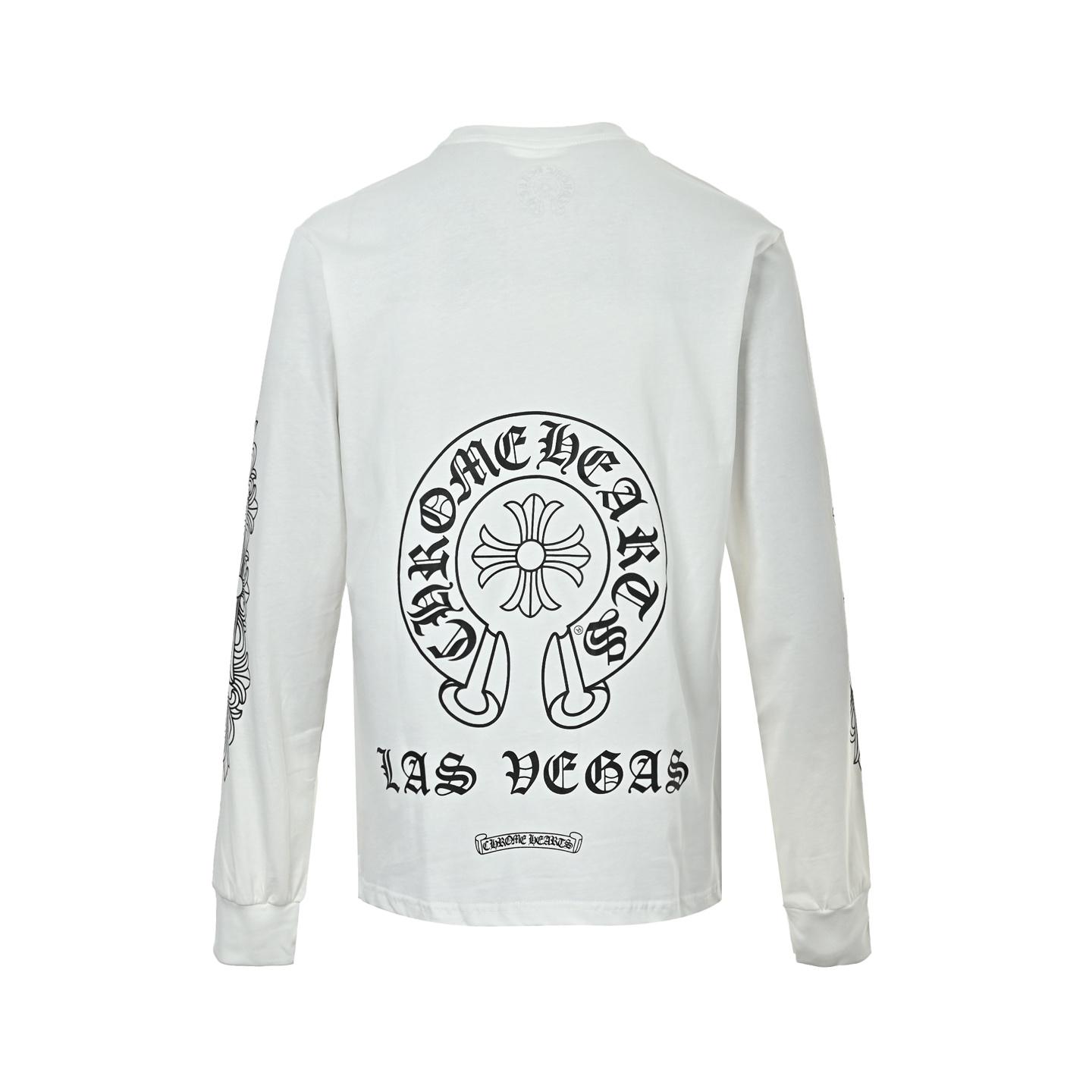 Chrome Hearts Las Vegas Exclusive Horseshoe White Long Sleeve Tee - DesignerGu