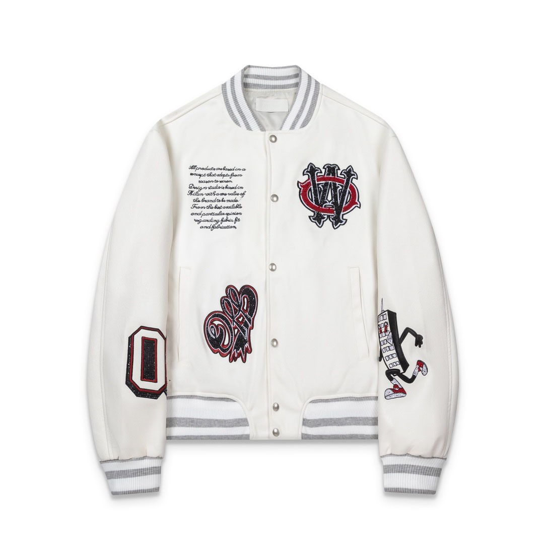 Off-White™ Crystal Full Lea Varsity Jacket - DesignerGu