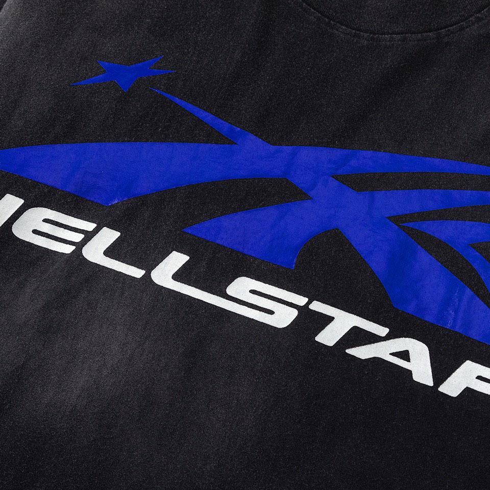 Hellstar Gel Sport Logo T-Shirt 'Black/Blue' - DesignerGu
