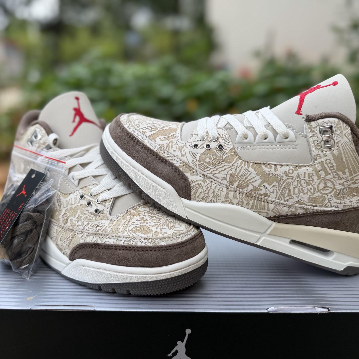Air Jordan 3 Retro Laser Sneakers   JA1369-001 - DesignerGu