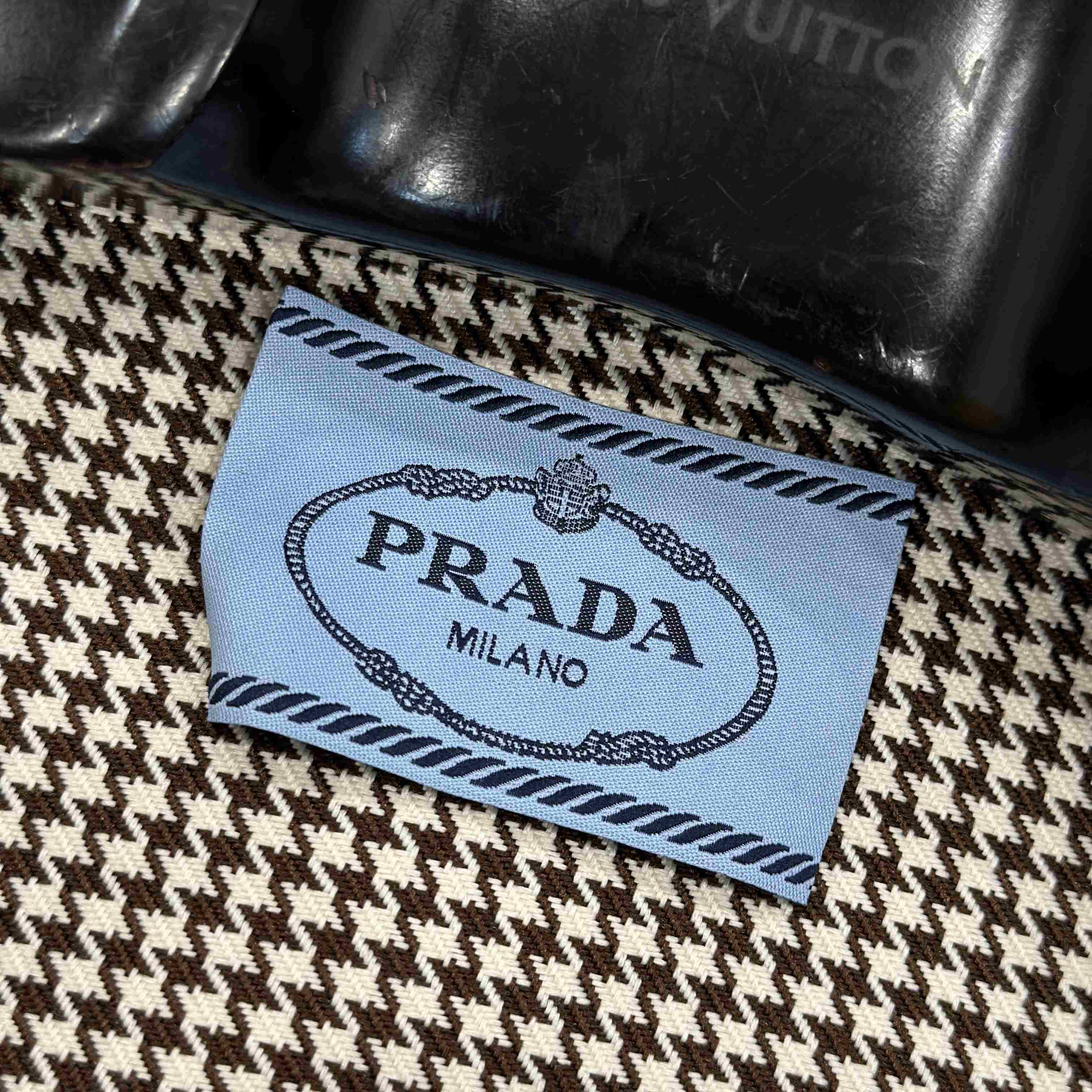 Prada Bonded Leather Houndstooth Jacket - DesignerGu