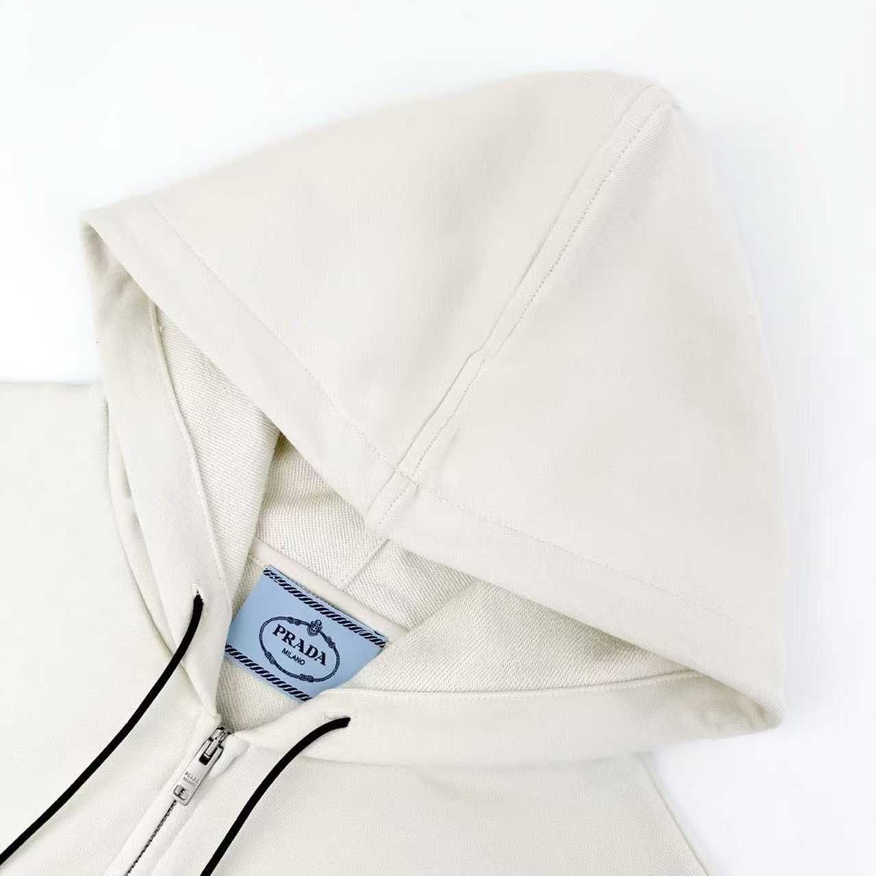 Prada Cotton Fleece Zip-Front Hoodie - DesignerGu